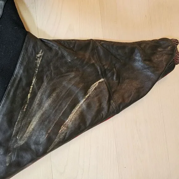Rare Davoucci Leather Jacket Heavy Baggy Vintage Y2K Full Art Black Size XL